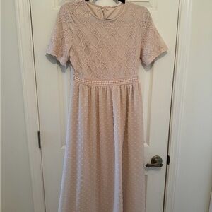 Tea n Rose Blush Diamond Lace Midi Dress